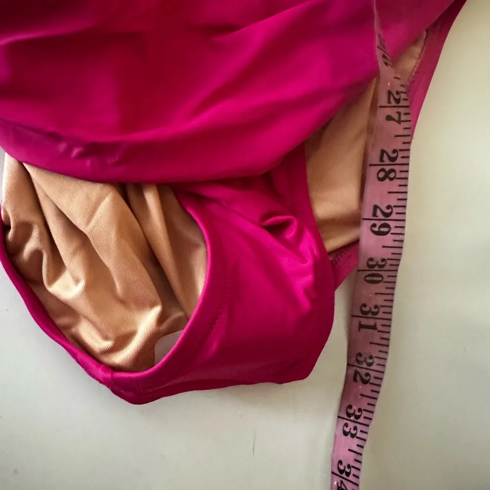 J.Crew Hot Pink Recycled Poly Ruched V-neck Flattering One-Piece Swimsuit NWT 22